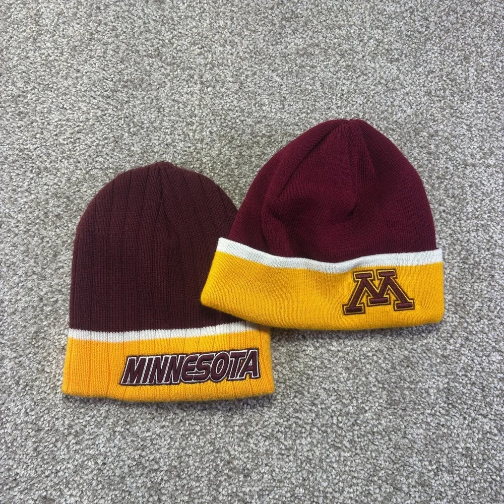 Minnesota Golden Gophers Hat Lot of Two 2 Mens One Size Red NCAA Top Of World 47